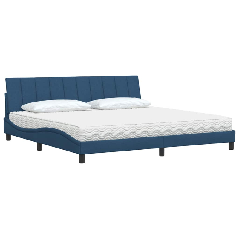 Bett mit Matratze Blau 200x200 cm Stoff