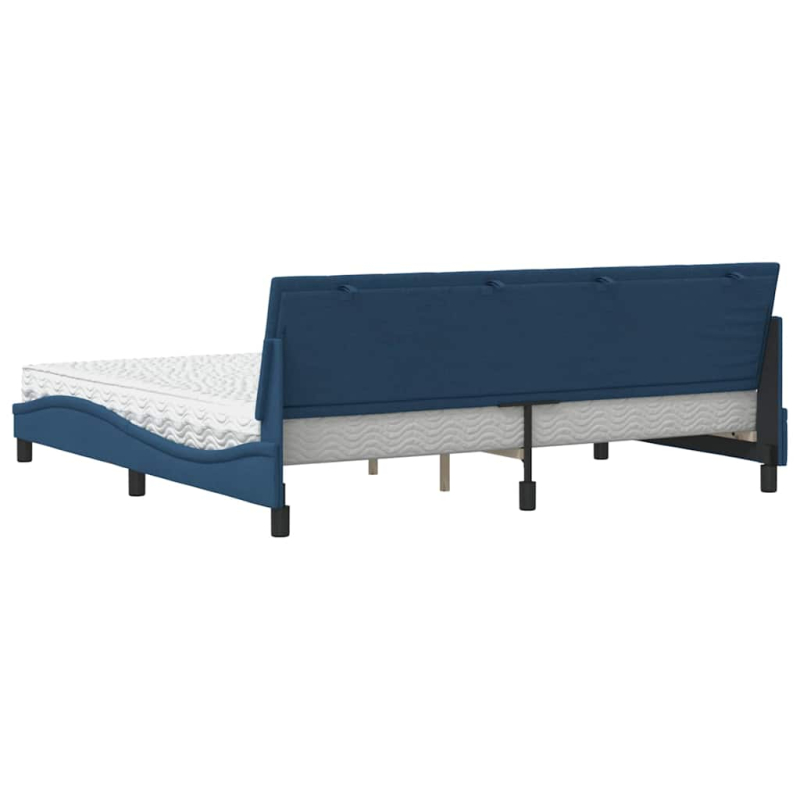 Bett mit Matratze Blau 200x200 cm Stoff