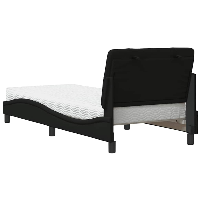 Bett mit Matratze Schwarz 90x190 cm Stoff