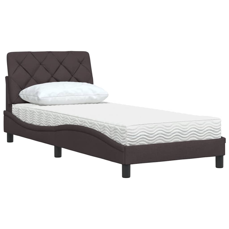 Bett mit Matratze Dunkelbraun 90x190 cm Stoff