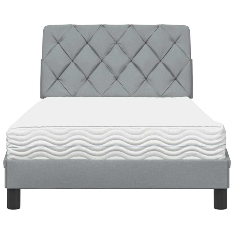 Bett mit Matratze Hellgrau 100x200 cm Stoff