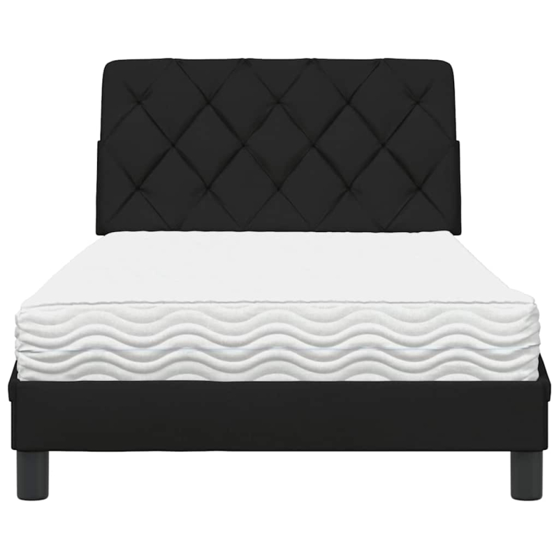 Bett mit Matratze Schwarz 100x200 cm Stoff