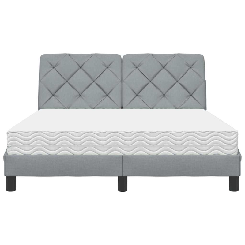 Bett mit Matratze Hellgrau 120x200 cm Stoff