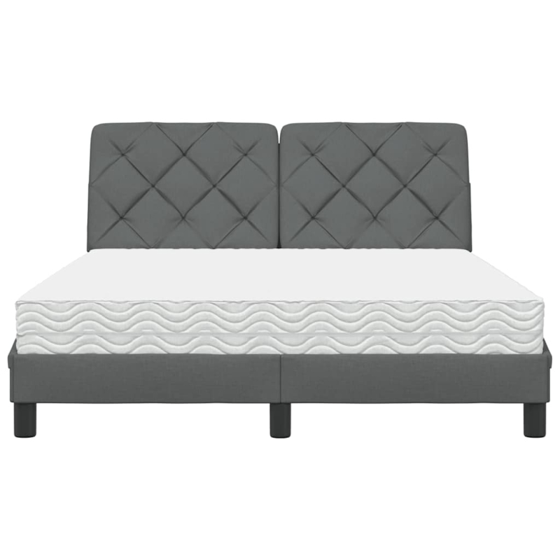 Bett mit Matratze Dunkelgrau 120x200 cm Stoff