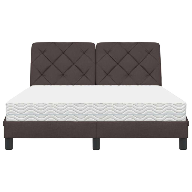 Bett mit Matratze Dunkelbraun 120x200 cm Stoff