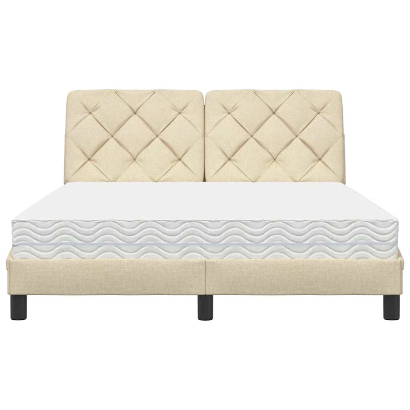 Bett mit Matratze Creme 120x200 cm Stoff