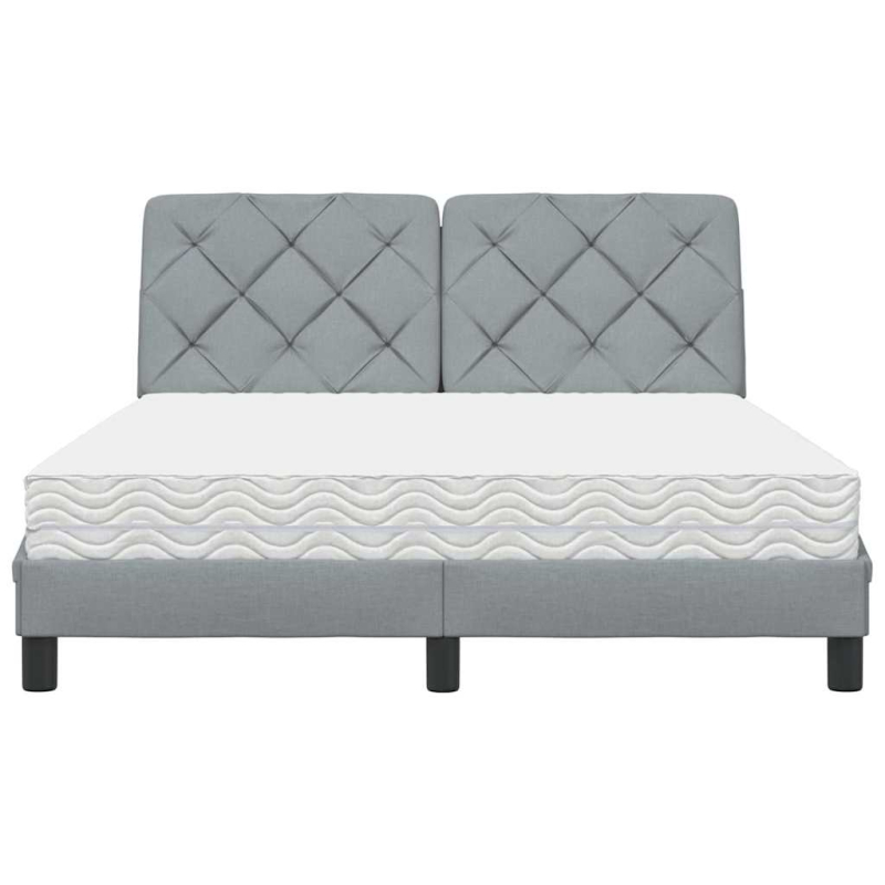 Bett mit Matratze Hellgrau 140x190 cm Stoff