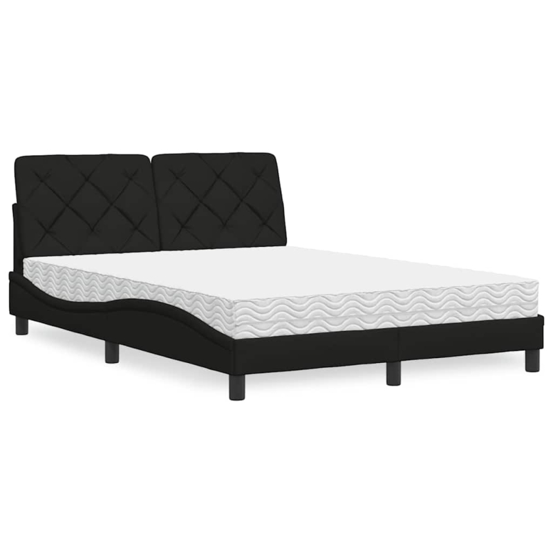 Bett mit Matratze Schwarz 140x190 cm Stoff