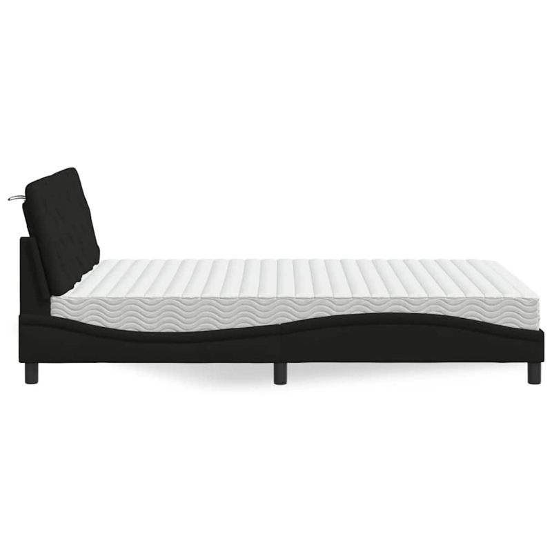 Bett mit Matratze Schwarz 140x190 cm Stoff