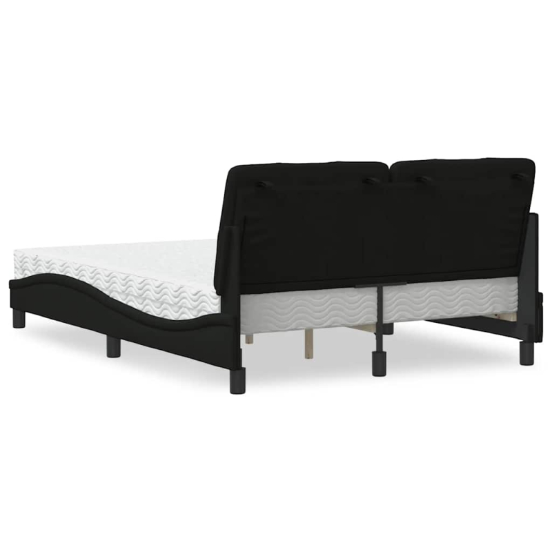Bett mit Matratze Schwarz 140x190 cm Stoff