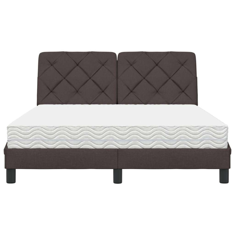 Bett mit Matratze Dunkelbraun 140x190 cm Stoff