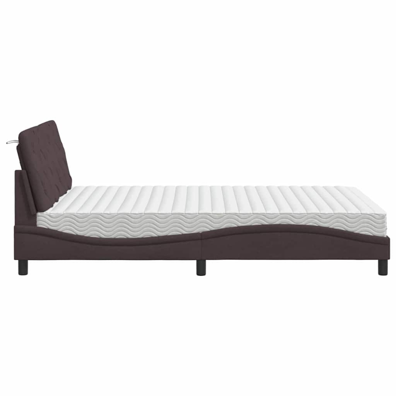 Bett mit Matratze Dunkelbraun 140x190 cm Stoff
