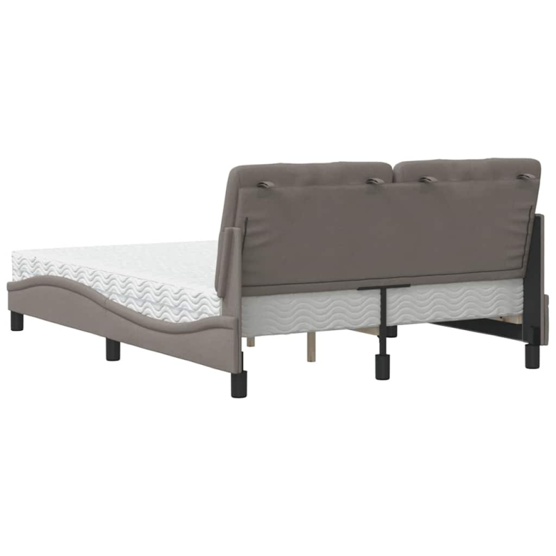 Bett mit Matratze Taupe 140x190 cm Stoff