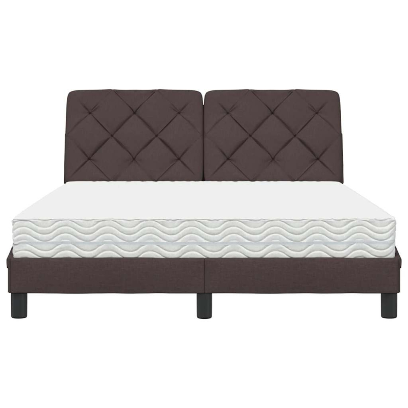 Bett mit Matratze Dunkelbraun 140x200 cm Stoff