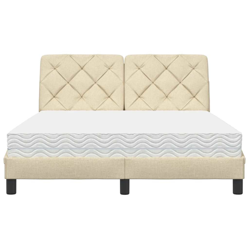 Bett mit Matratze Creme 140x200 cm Stoff