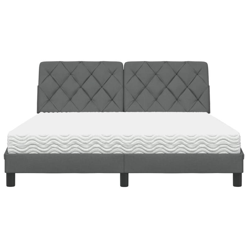 Bett mit Matratze Dunkelgrau 160x200 cm Stoff