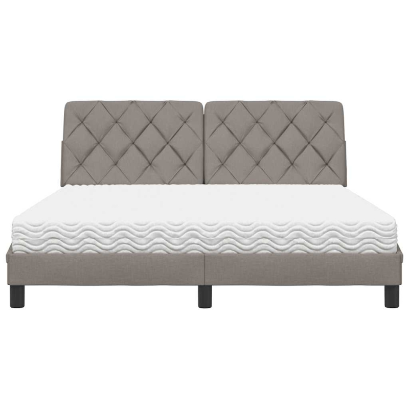 Bett mit Matratze Taupe 160x200 cm Stoff