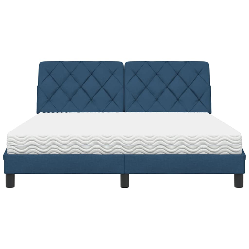 Bett mit Matratze Blau 160x200 cm Stoff