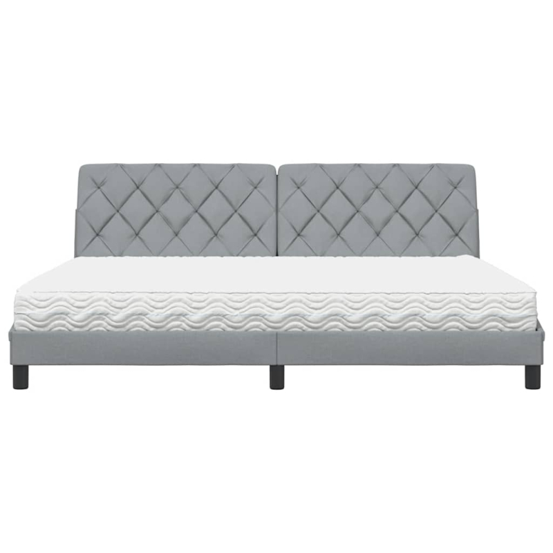 Bett mit Matratze Hellgrau 200x200 cm Stoff