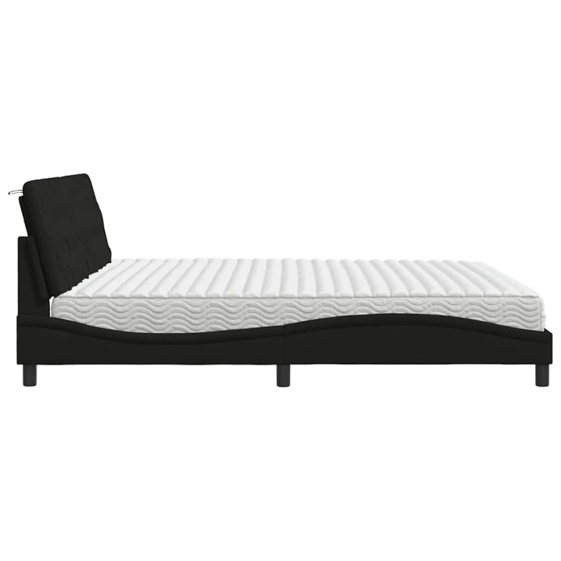 Bett mit Matratze Schwarz 200x200 cm Stoff