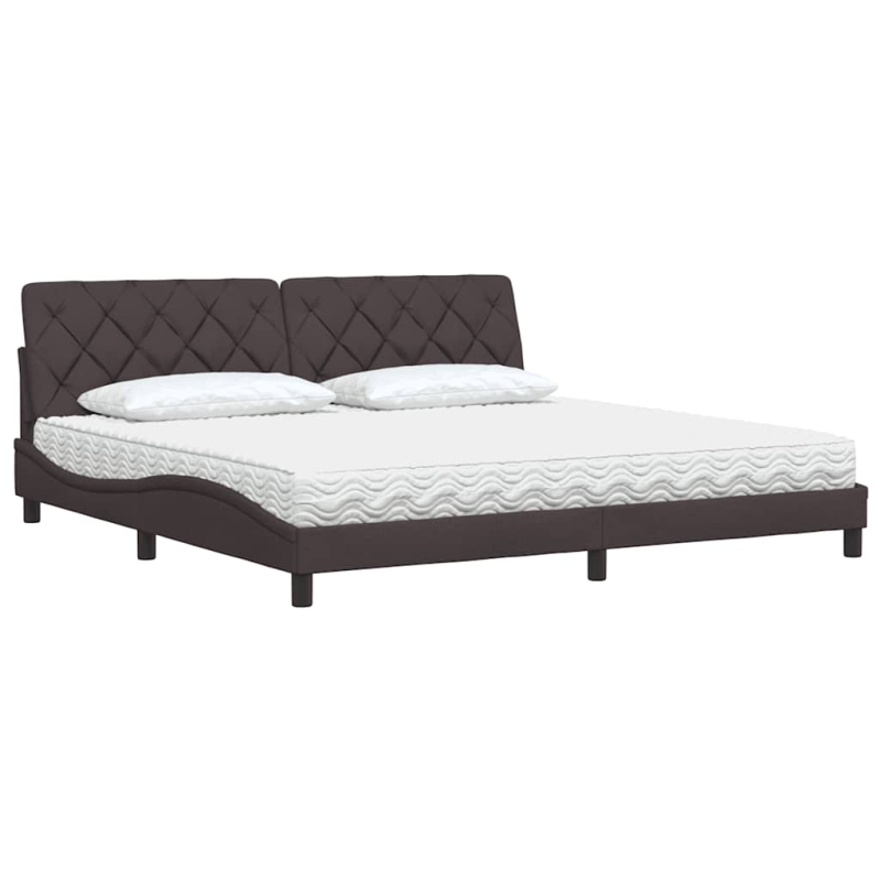 Bett mit Matratze Dunkelbraun 200x200 cm Stoff