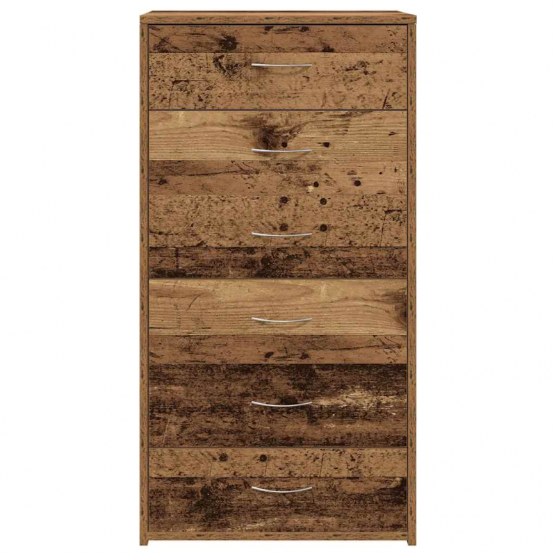 Sideboard mit 6 Schubladen Altholz-Optik 50x34x96 cm