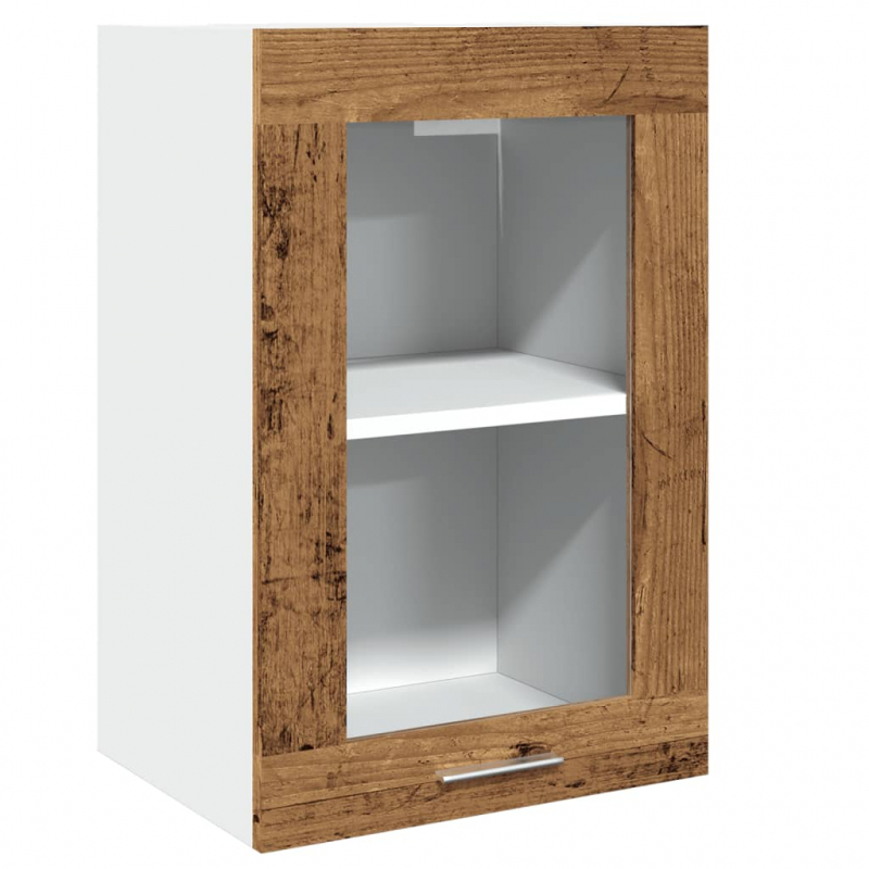 Hängeschrank Lyon Glas Altholz-Optik 40x31x60 cm Holzwerkstoff