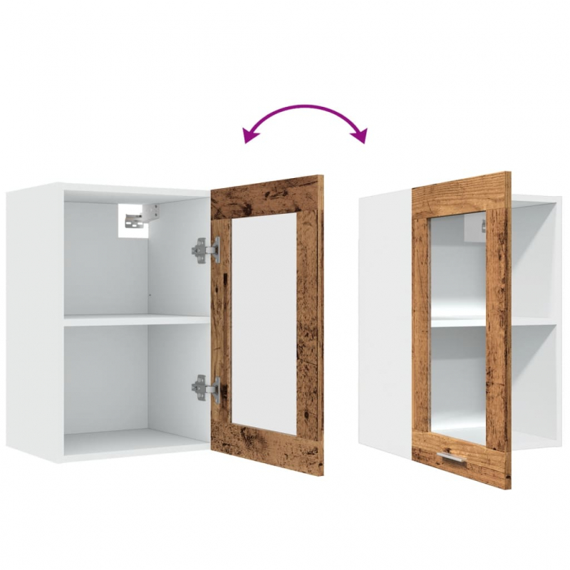 Hängeschrank Lyon Glas Altholz-Optik 40x31x60 cm Holzwerkstoff