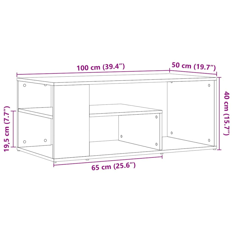 Couchtisch Altholz-Optik 100x50x40 cm Holzwerkstoff