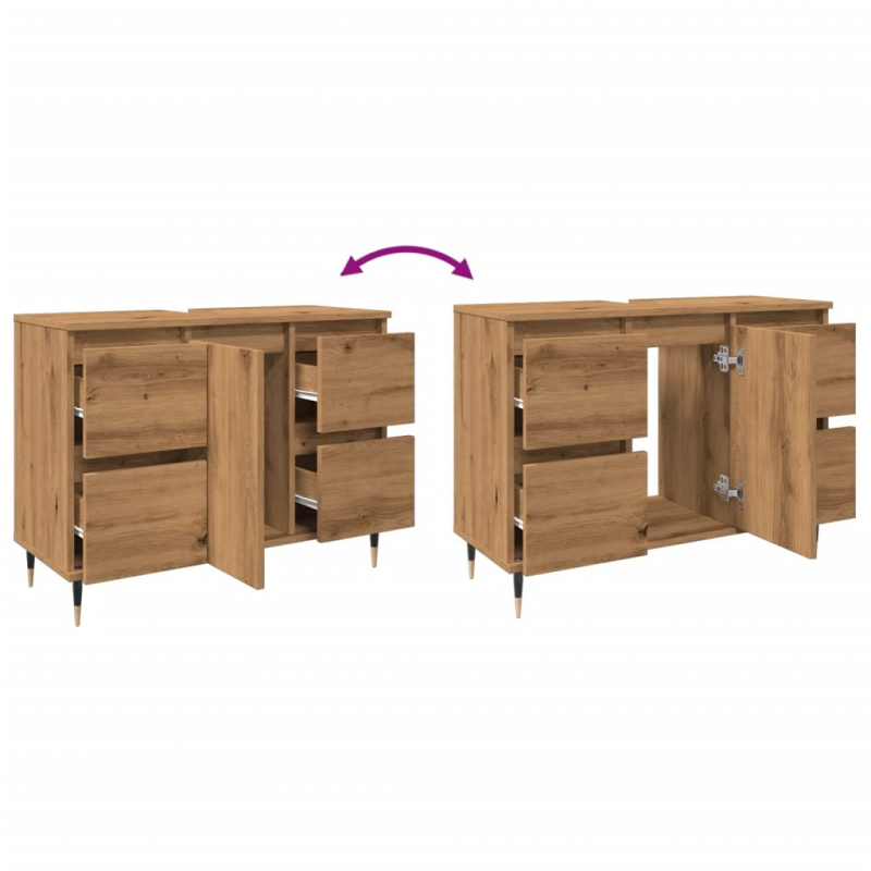 Badschrank Artisan-Eiche 80x33x60 cm Holzwerkstoff
