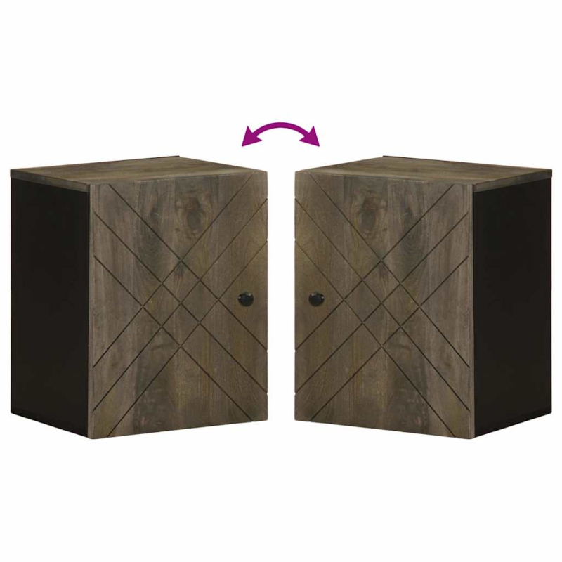 Bad-Wandschrank Schwarz 38x33x48 cm Massivholz Mango