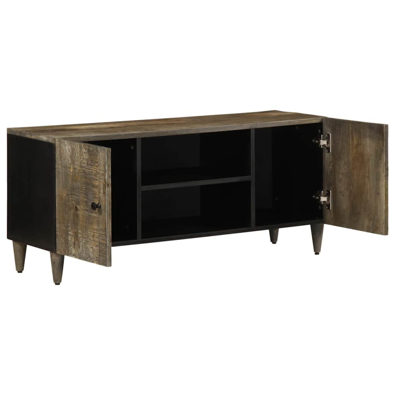 TV-Schrank Hellgrau 105x33,5x46 cm Massivholz Mango