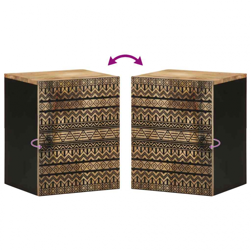 Bad-Hängeschrank Schwarz 38x33,5x48 cm Massivholz Mango