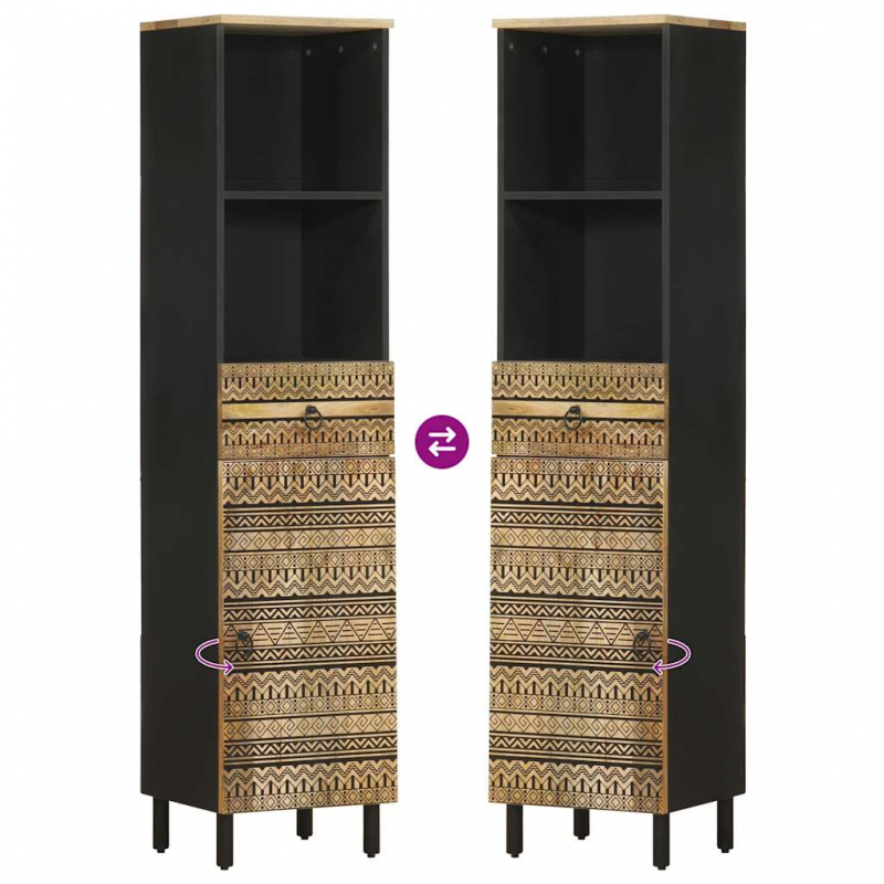 Badschrank 38x33,5x160 cm Massivholz Mango