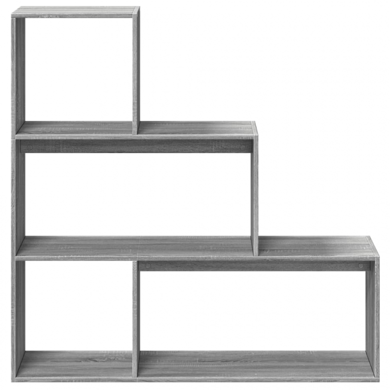 Raumteiler-Bücherregal 3 Stufen Grau Sonoma 123x29x123 cm