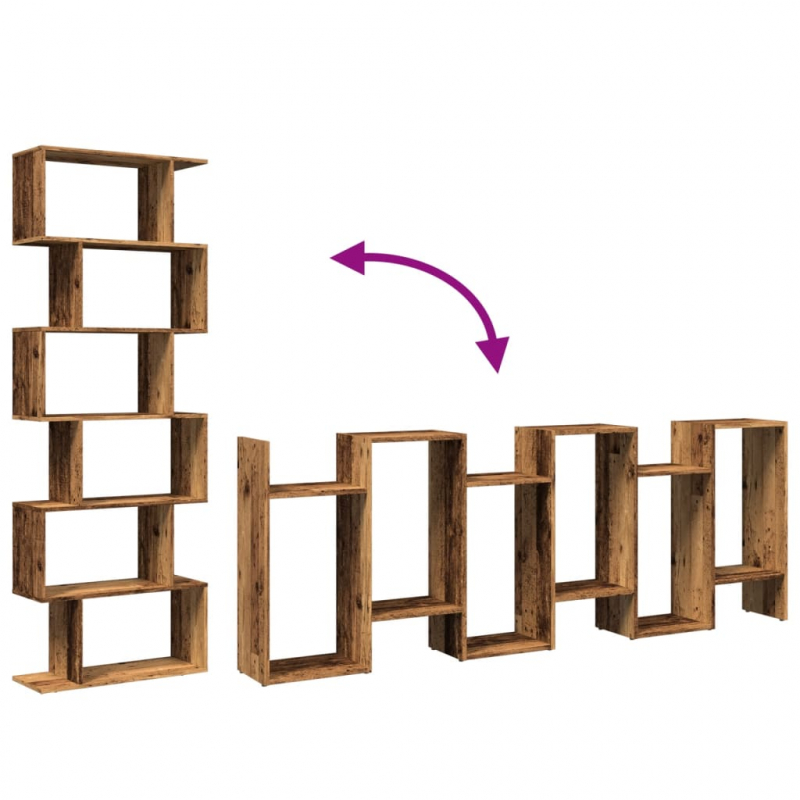 Raumteiler-Bücherregal 6 Etagen Altholz-Optik 70x24x193 cm