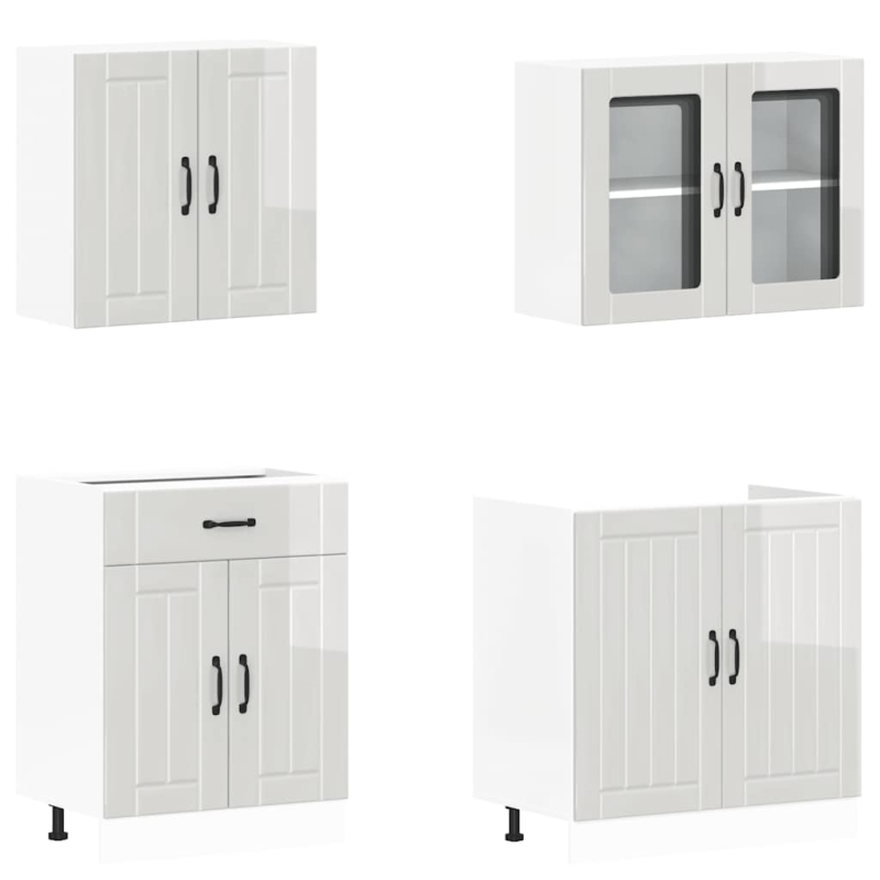 4-tlg. Küchenschrank-Set Lucca Hochglanz-Weiß Holzwerkstoff