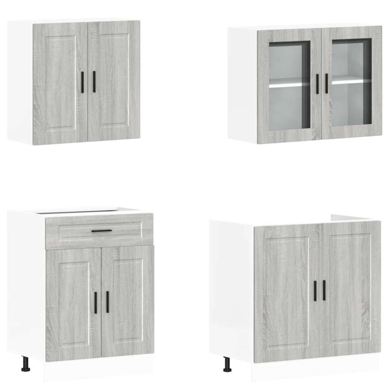 4-tlg. Küchenschrank-Set Porto Grau Sonoma Holzwerkstoff