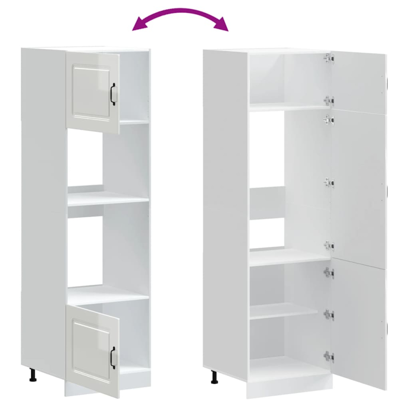 Herdumbauschränke 2 Stk. Kalmar Hochglanz-Weiß Holzwerkstoff