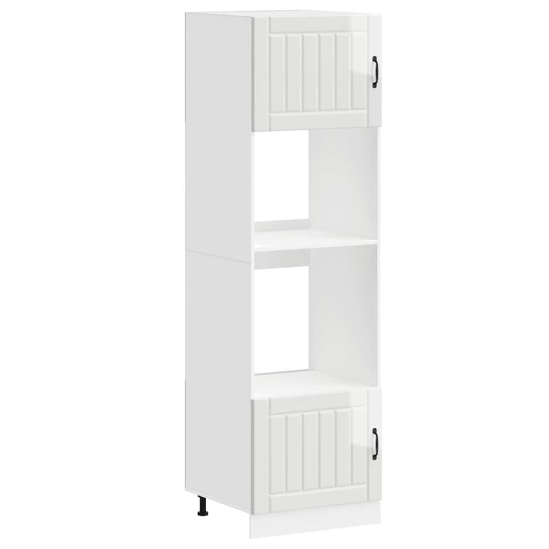 Herdumbauschränke 2 Stk. Lucca Hochglanz-Weiß Holzwerkstoff