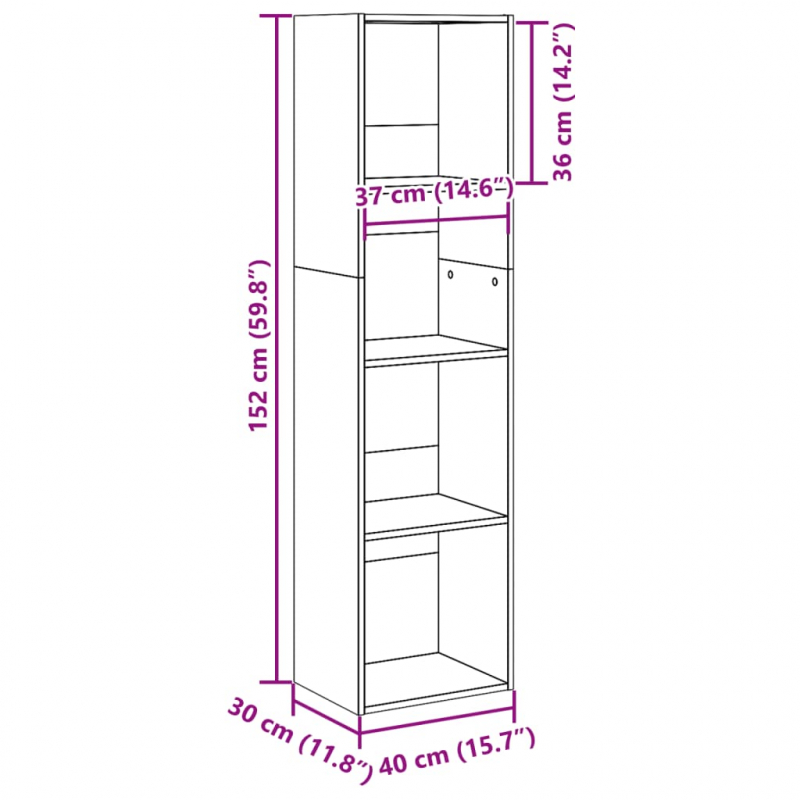 Bücherregal Artisan-Eiche 40x30x152 cm Holzwerkstoff