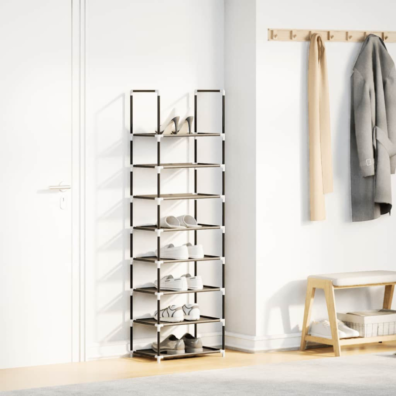 Schuhregal 8-stöckig Schwarz 44x28x145 cm Vliesstoff