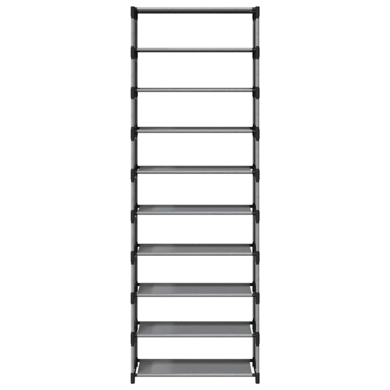 Schuhregal 10-stöckig Grau 54x28x158 cm Vliesstoff