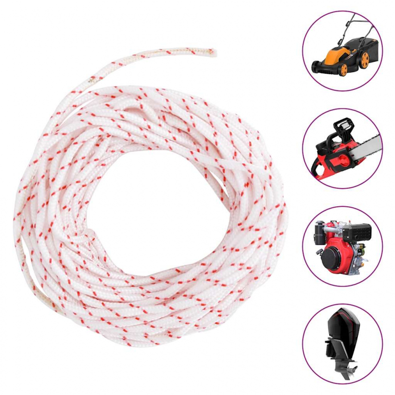 Starterseil Weiß und Rot Ø3 mm 10 m Nylon