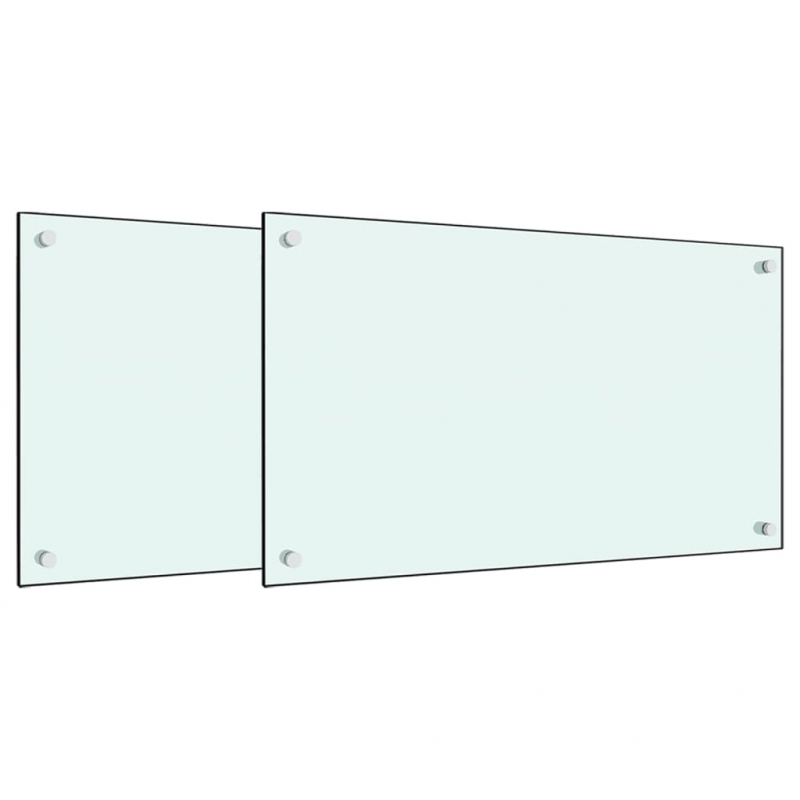 Küchenrückwände 2 Stk. Weiß 70x60 cm Hartglas