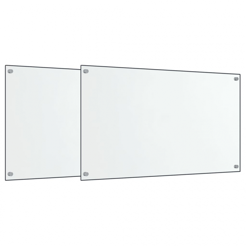 Küchenrückwände 2 Stk. Transparent 70x50 cm Hartglas