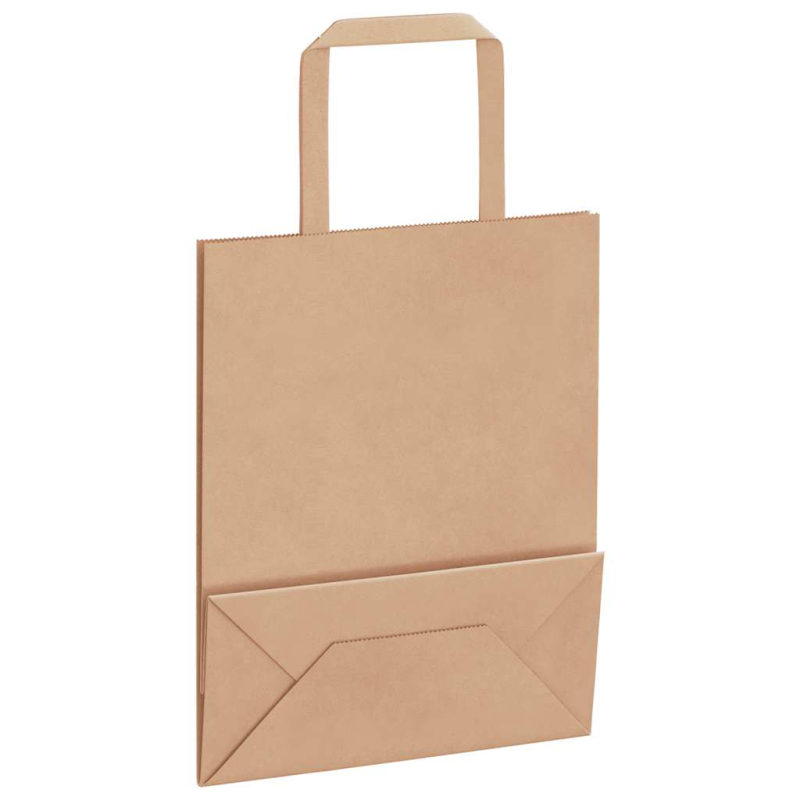 Papiertragetaschen 50 Stk. mit Henkeln Braun 18x8x22 cm