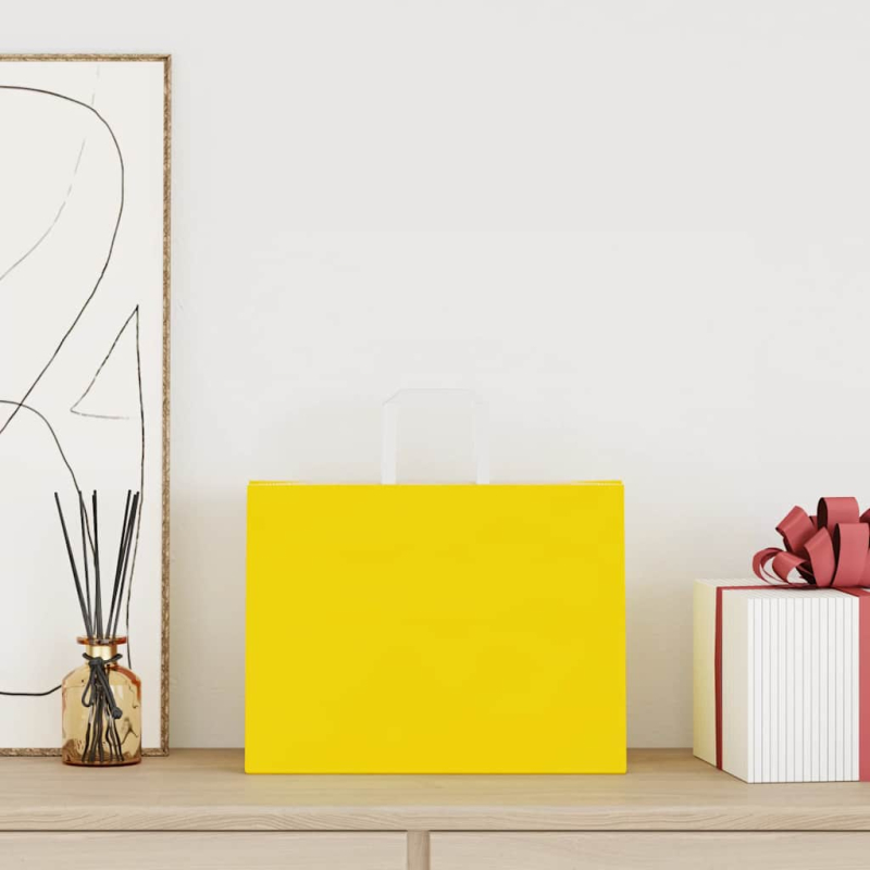 Papiertragetaschen 250 Stk. mit Henkeln Gelb 32x17x25 cm