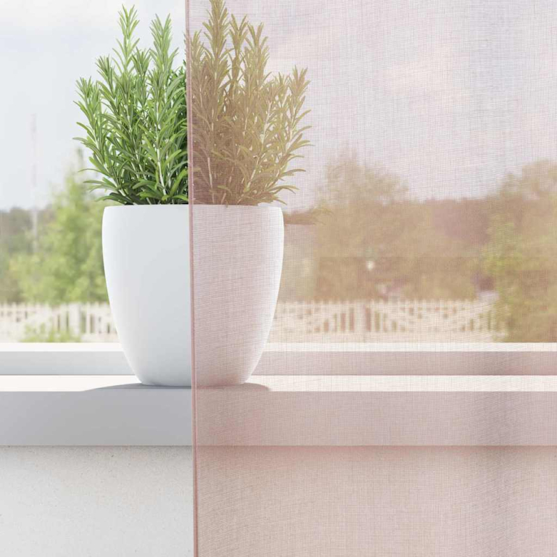 Voile Vorhänge mit Stangentaschen 2 Stk. Hellrosa