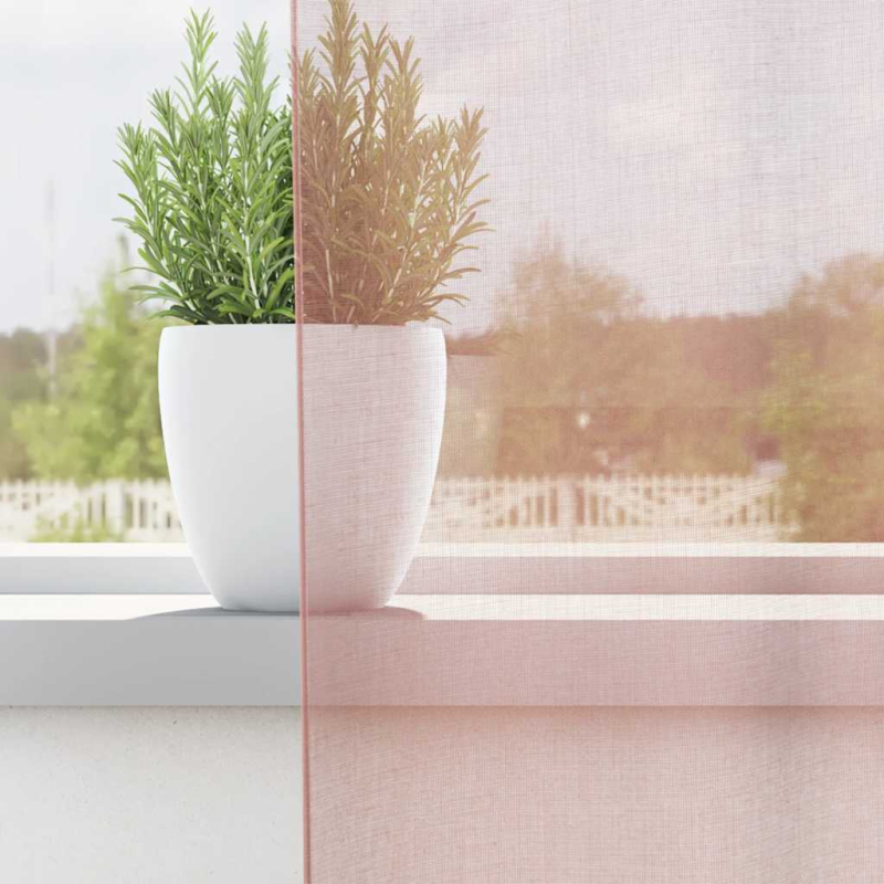 Voile Vorhänge mit Stangentaschen 2 Stk. Rosa